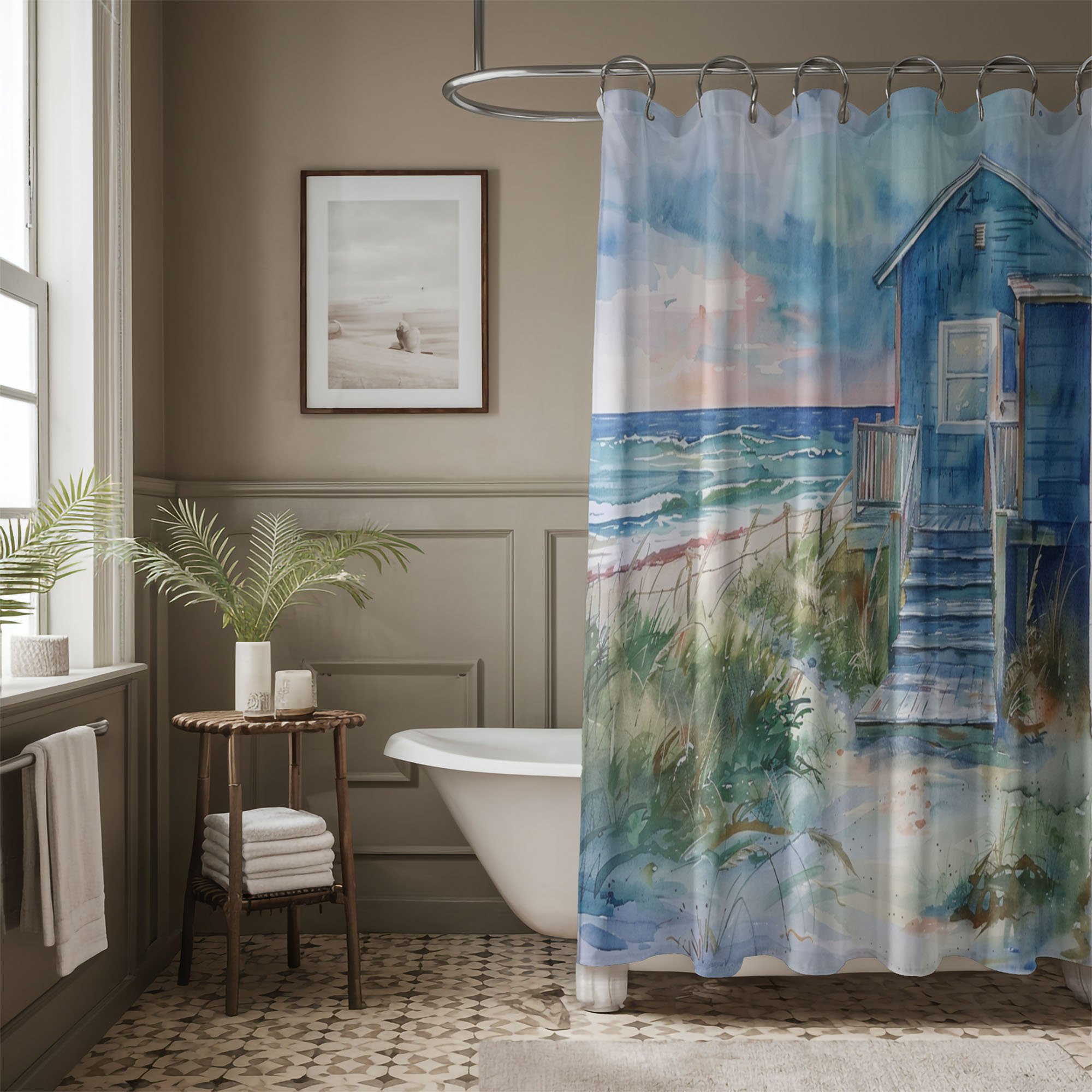 Shower curtains ocean sales